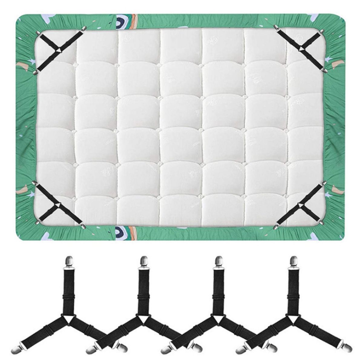 ATURE - Sujetadores Para Sábana De Cama Hebilla 4 Unidades Ajustable