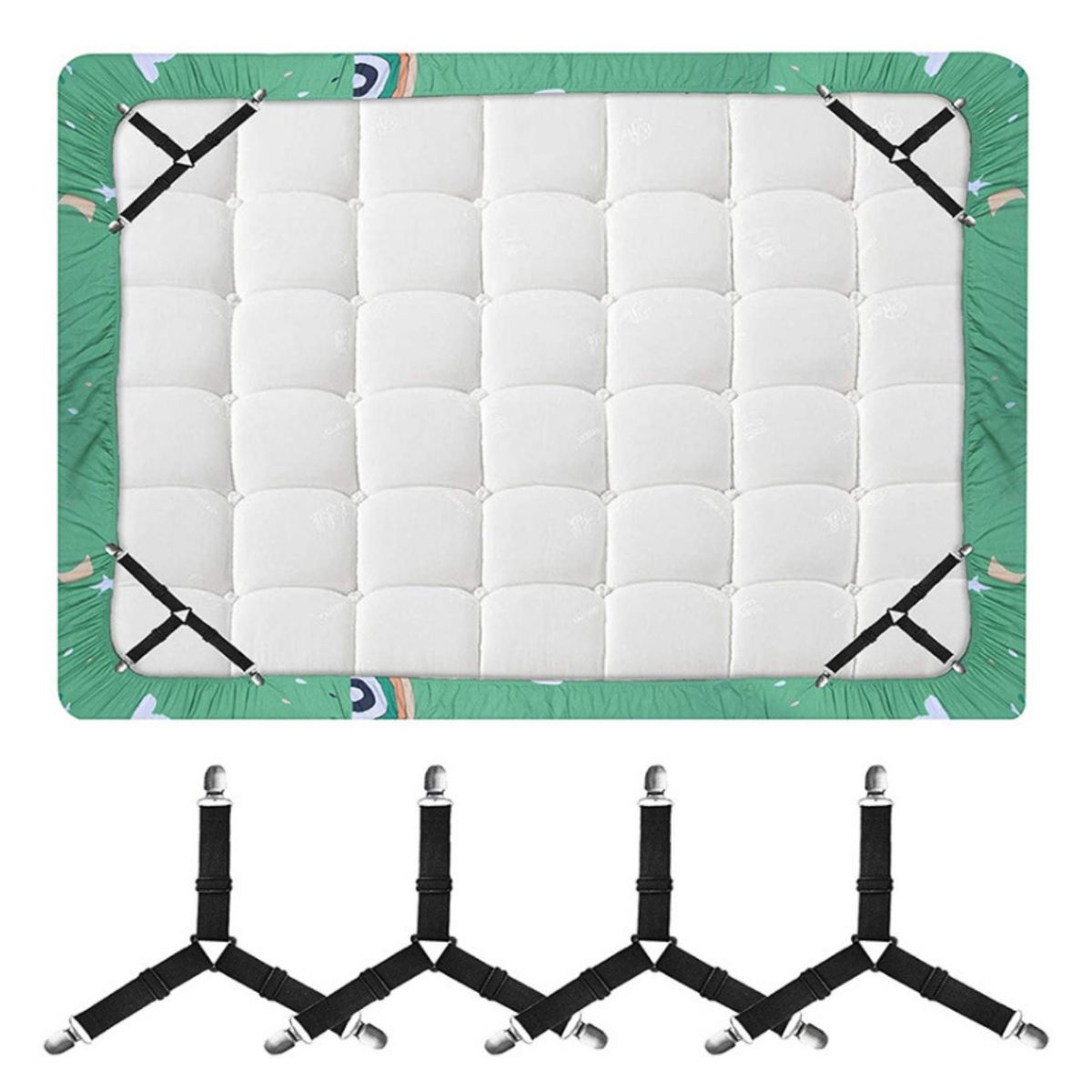 ATURE - Sujetadores Para Sábana De Cama Hebilla 4 Unidades Ajustable