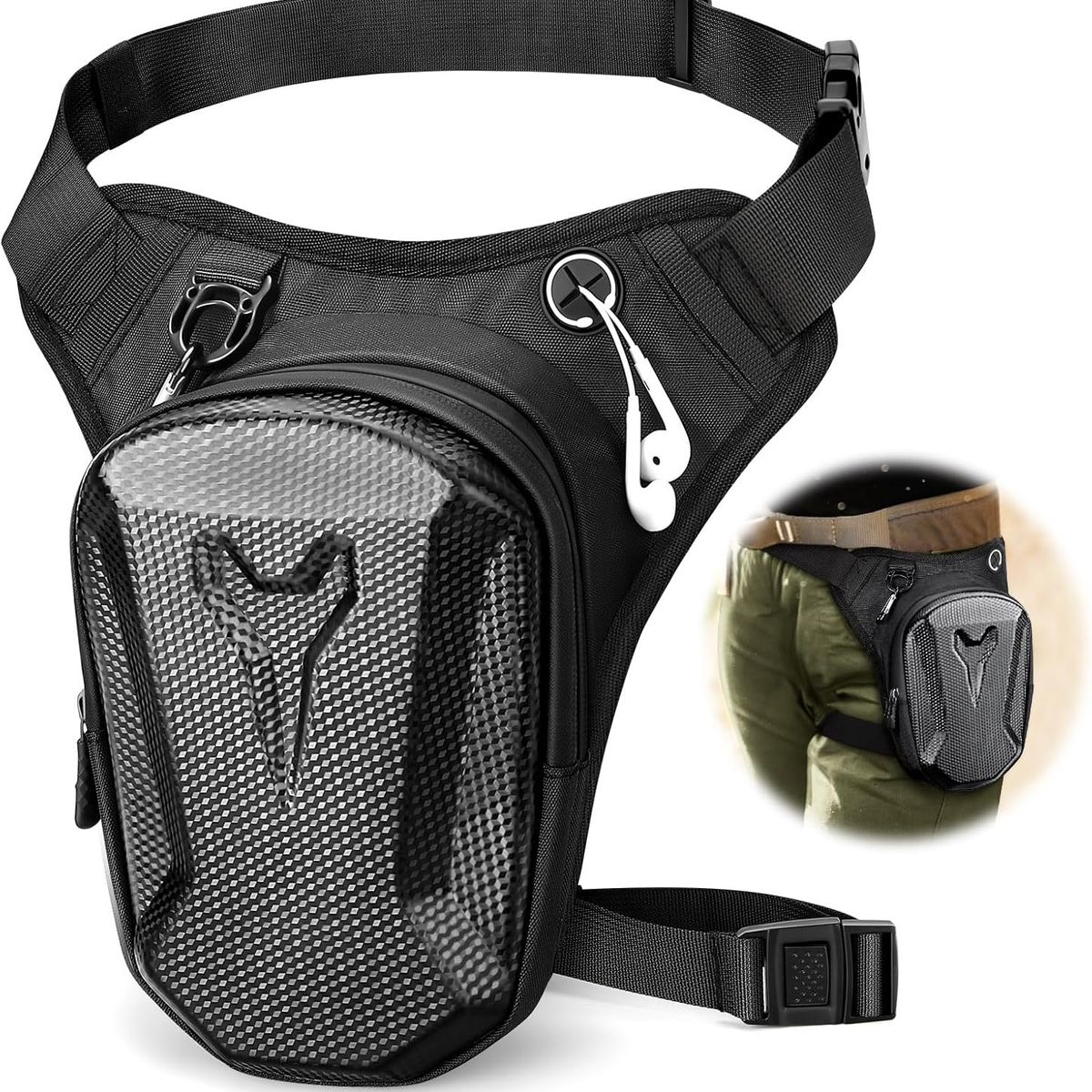 KUANGYE - Piernera Riñonera Bolsa Moto Impermeable Para Motociclista