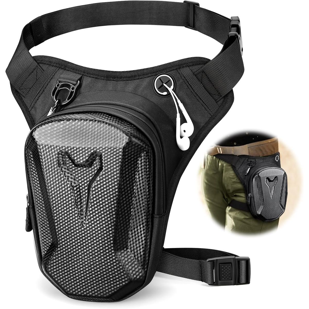 KUANGYE - Piernera Riñonera Bolsa Moto Impermeable Para Motociclista