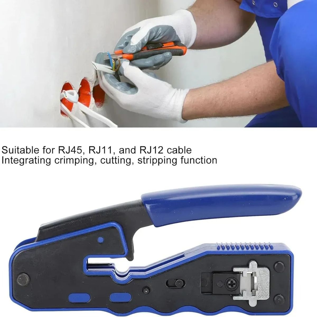 GENERICO - Crimpeadora Rj45 Cat6 Anticorte Profesional Cable De Red