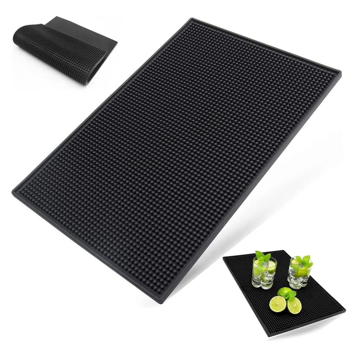 GENERICO - Goma Barra Negra 45x30 Cm Escurridor Vaso Copas Tapete