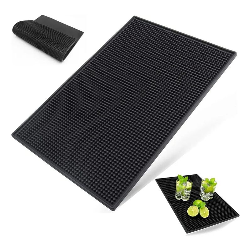 GENERICO - Goma Barra Negra 45x30 Cm Escurridor Vaso Copas Tapete