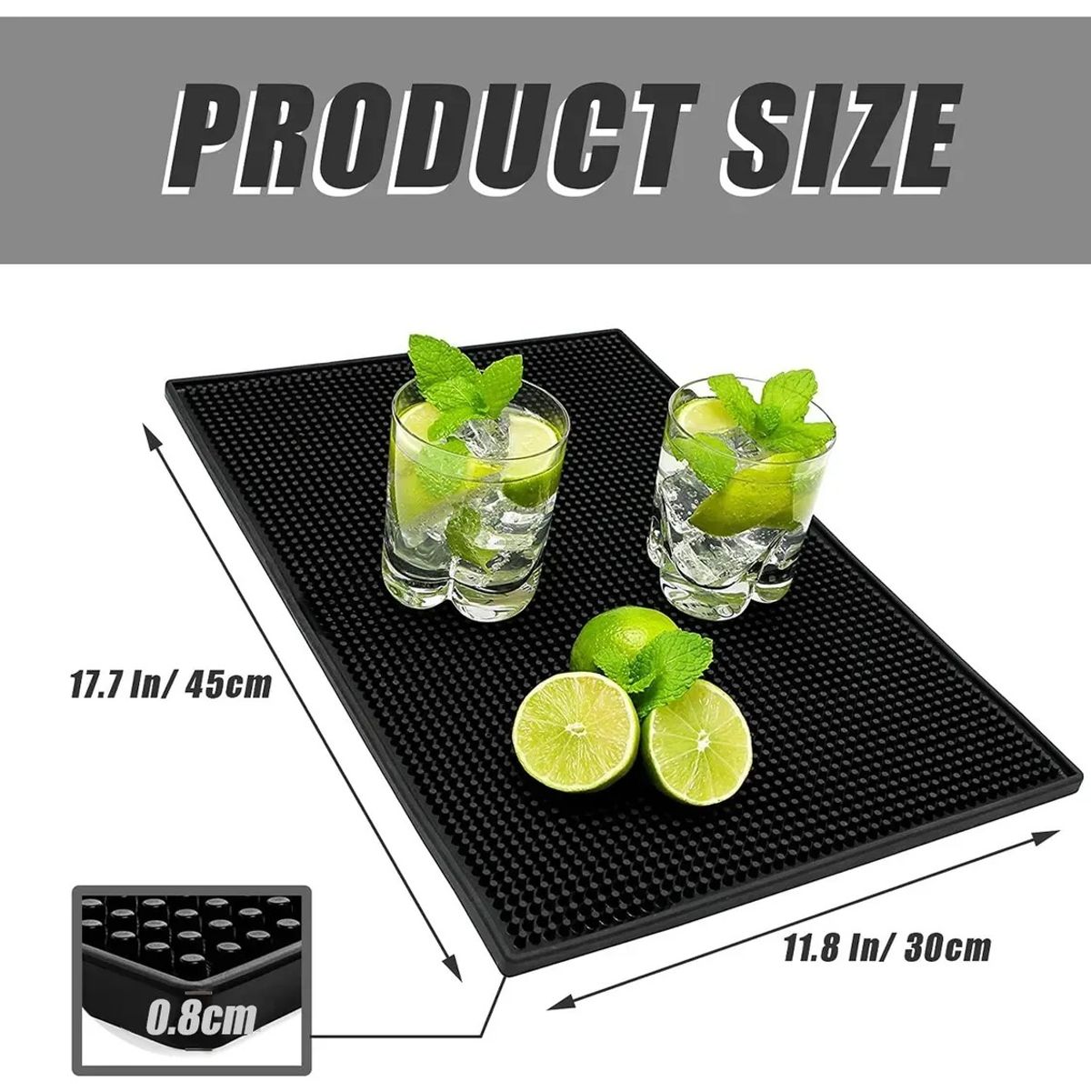 GENERICO - Goma Barra Negra 45x30 Cm Escurridor Vaso Copas Tapete