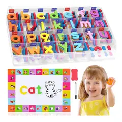EVERSO - Kit Letras Coloridas Magnéticas 208pcs Pizarra Doble Cara Surtidos