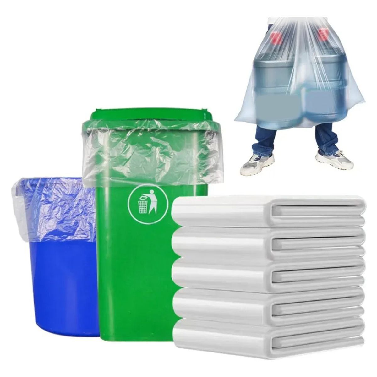 KUANGYE - Bolsas Basura Transparente Carga Pesada, 120x100cm, 20 Unid.