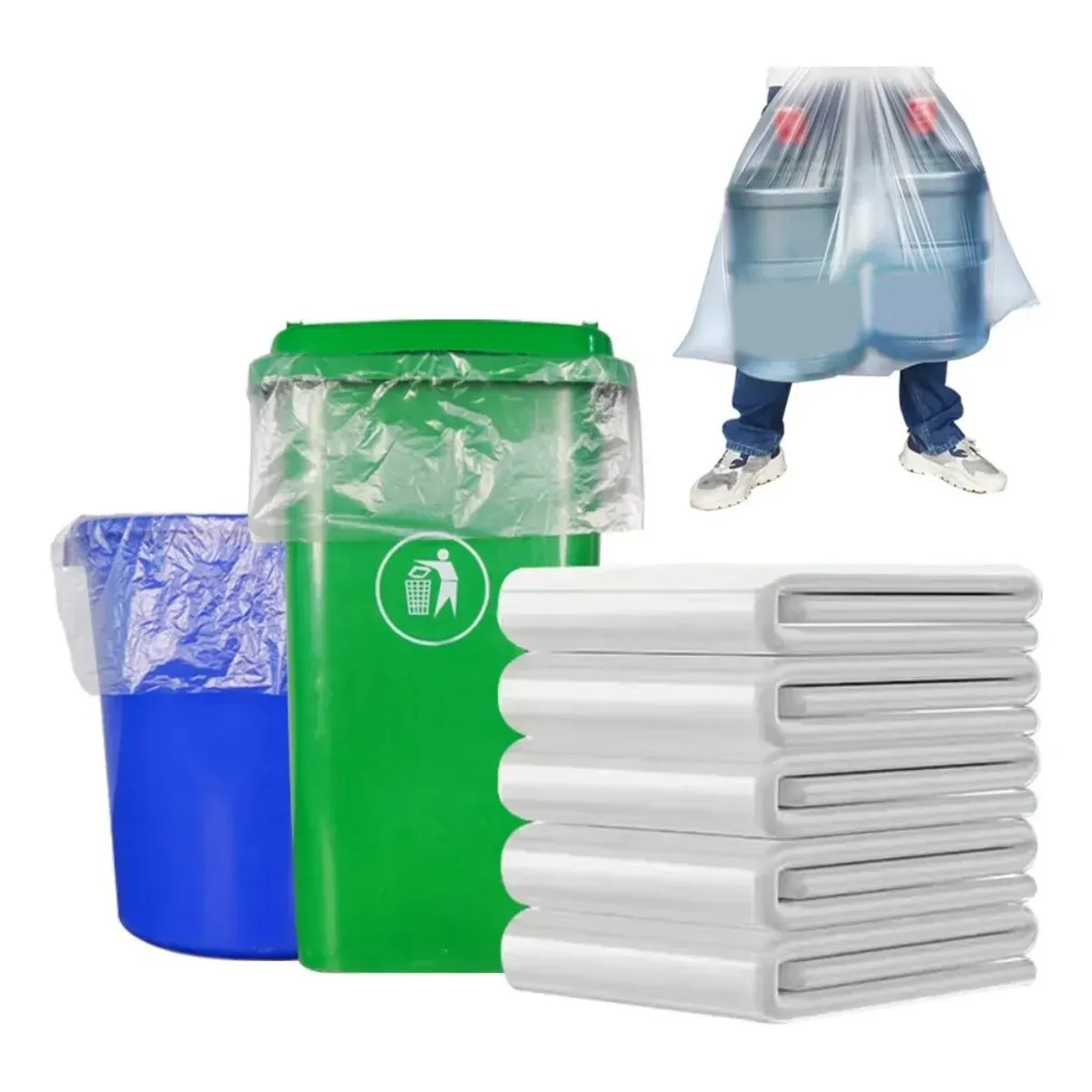 KUANGYE - Bolsas Basura Transparente Carga Pesada, 120x100cm, 20 Unid.