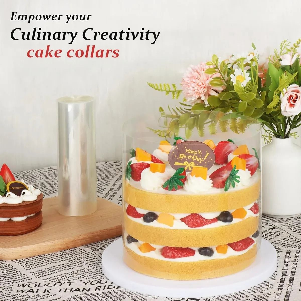 GENERICO - Rollo De Láminas De Acetato Transparente Para Tartas 8cm70m