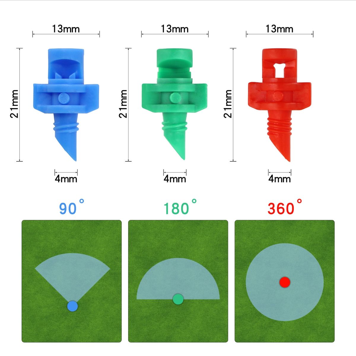 ATURE - 50x Aspersor 90° 180° 360° Microjet Rociador Jardín