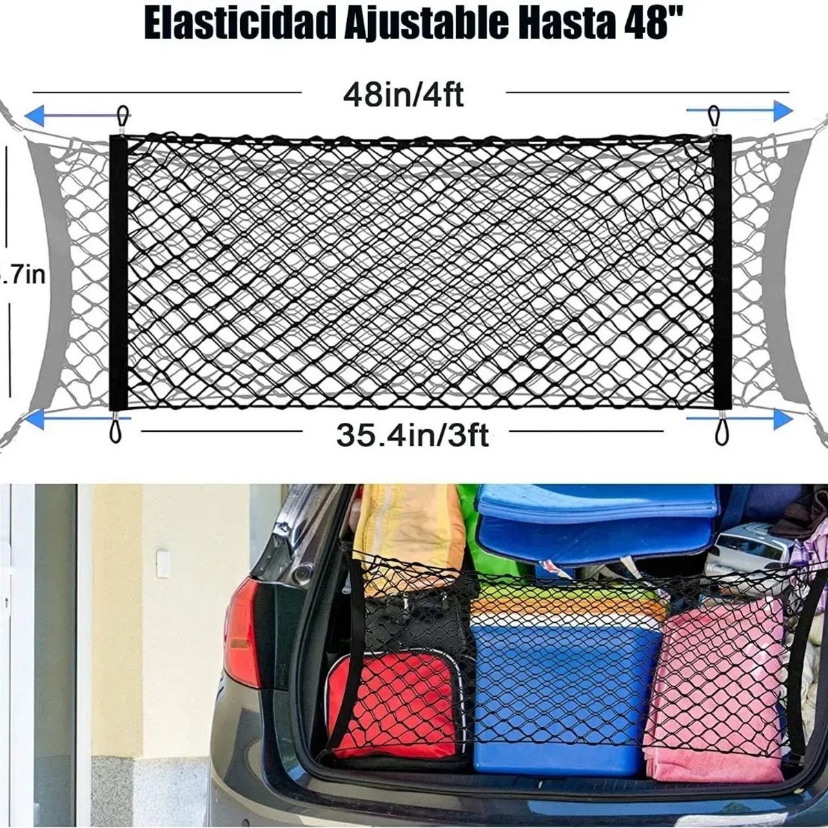 KUANGYE - 2pcs Soporte De Malla Elástica De Para Maletero De Coche
