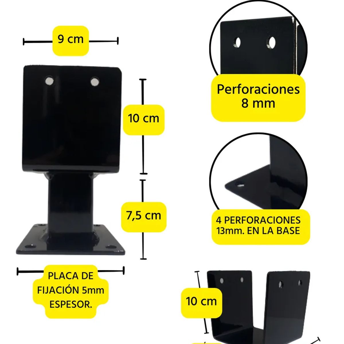 KUANGYE - Base O Soporte Para Pilar O Poste Sobrepuesto 4x4 Pulgadas