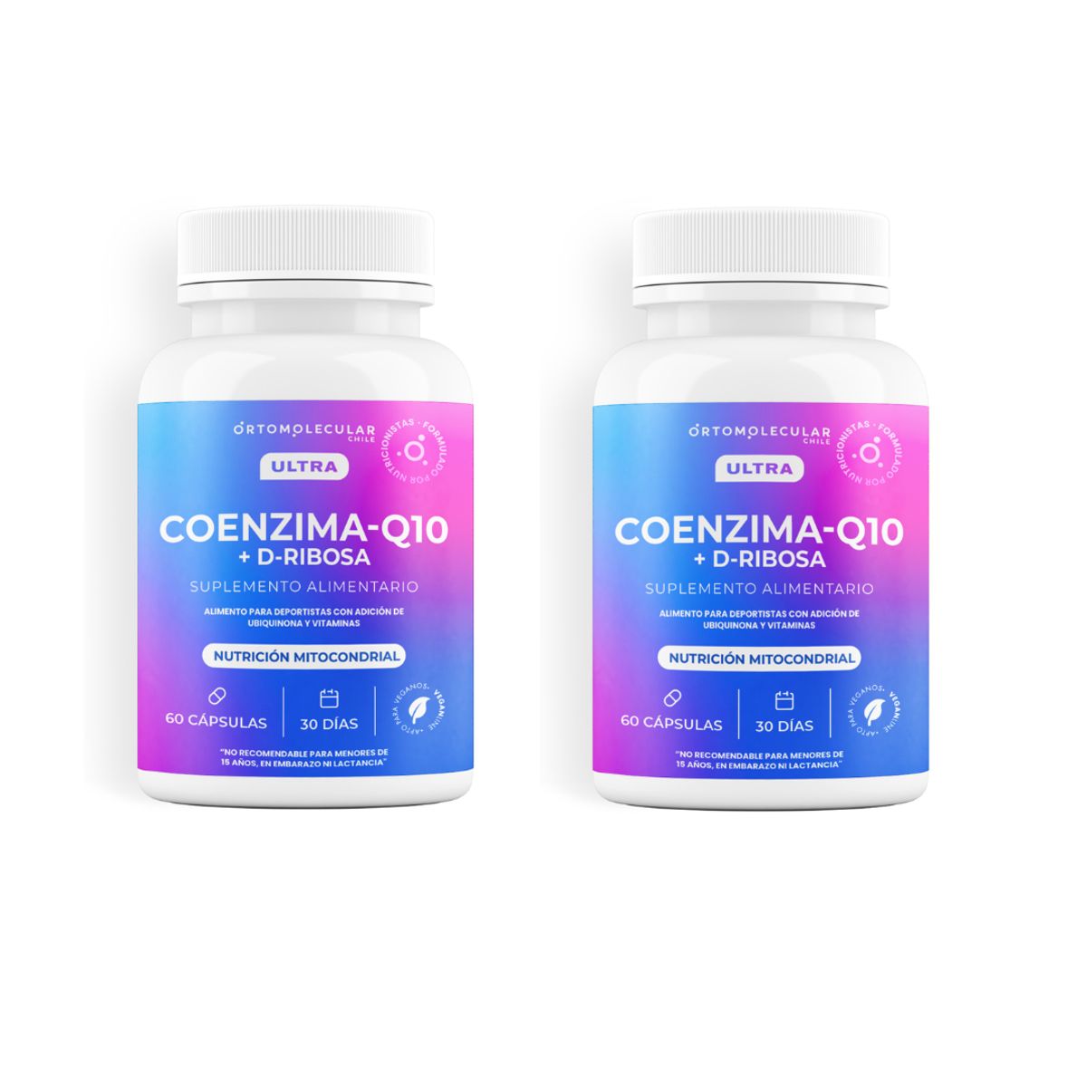 ORTOMOLECULAR - Pack x 2 Coenzima Q10 + D Ribosa 60 Capsulas Ortomolecular