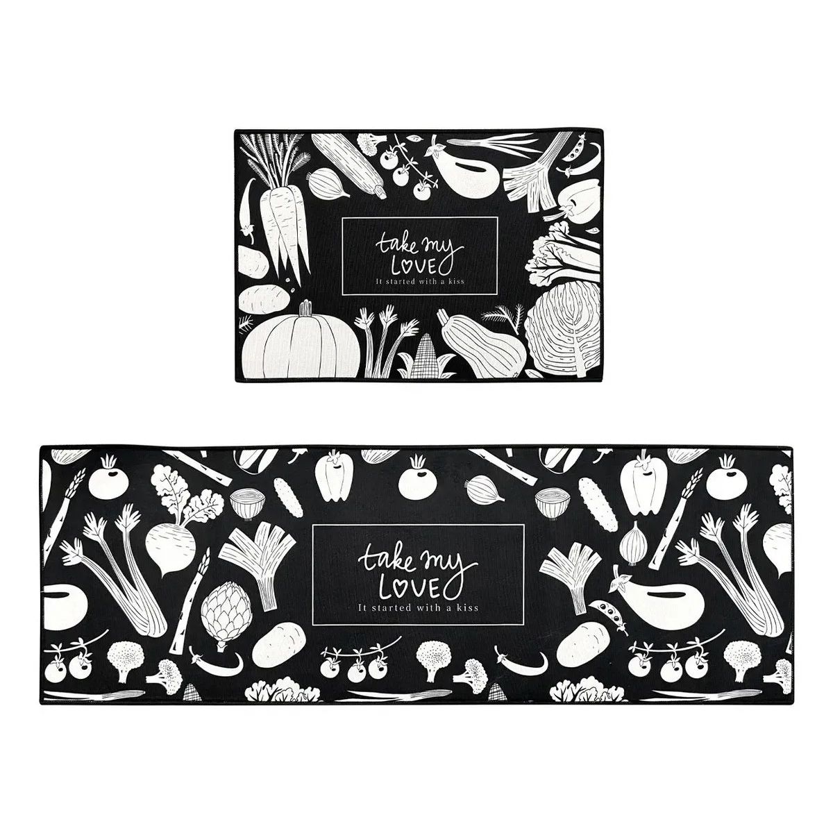 KUANGYE - Alfombra Para Cocina Piso Entrada Baño Antideslizante Juego2