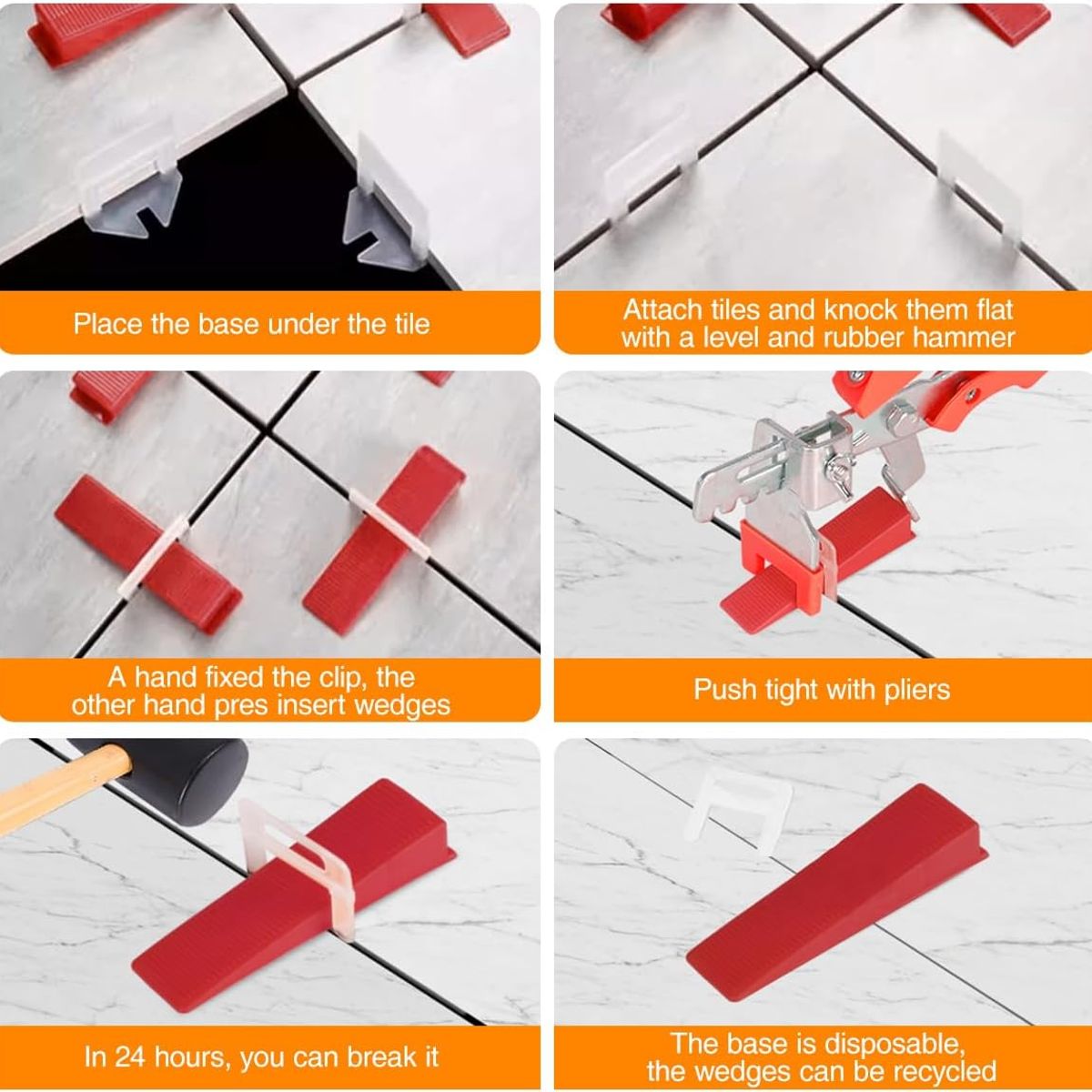 ATURE - Kit Nivelador Cerámicos 100 Cuñas + 300 Clips 1.5mm +alicate