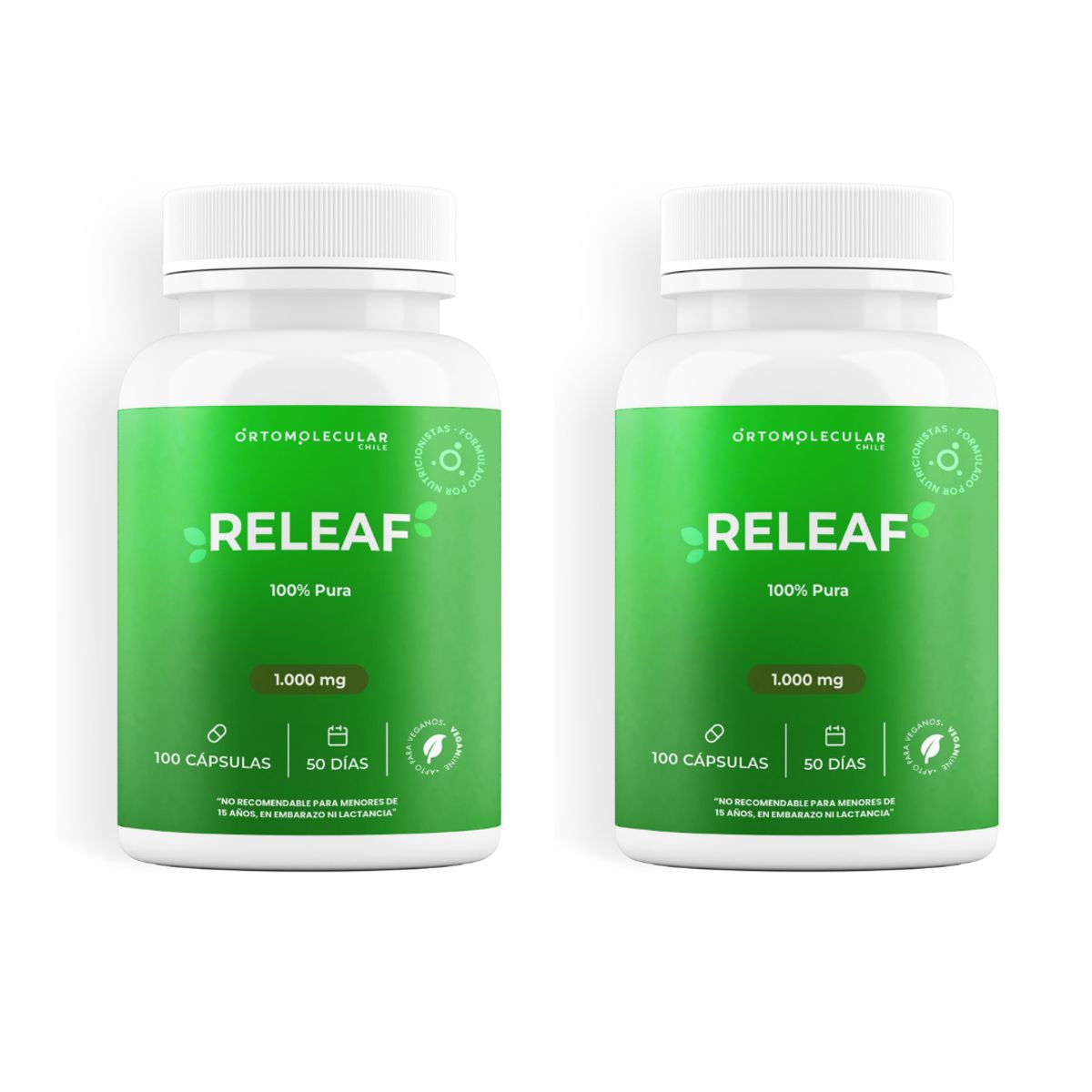 ORTOMOLECULAR - Pack x 2 Ashwagandha Releaf 100 Capsulas Ortomolecular
