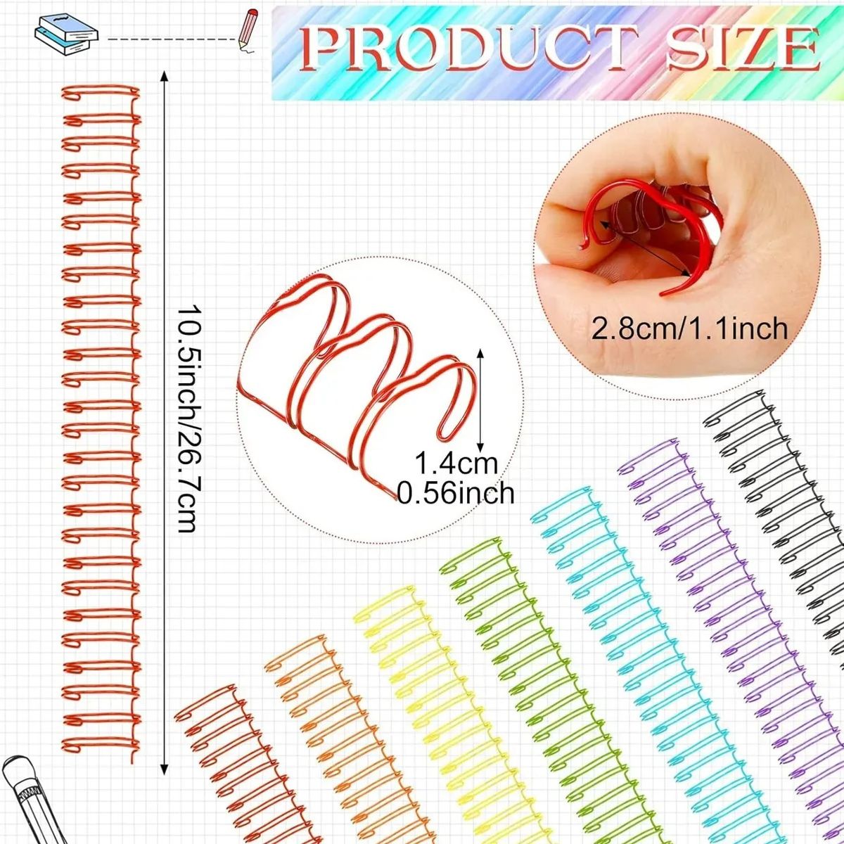 GENERICO - Mix Colores Espirales Metálicos 19mm 78 Doble Cero