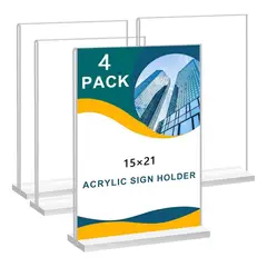 GENERICO - Soporte De Acrílico Transparente Para Menú De Pie 4 Pzas