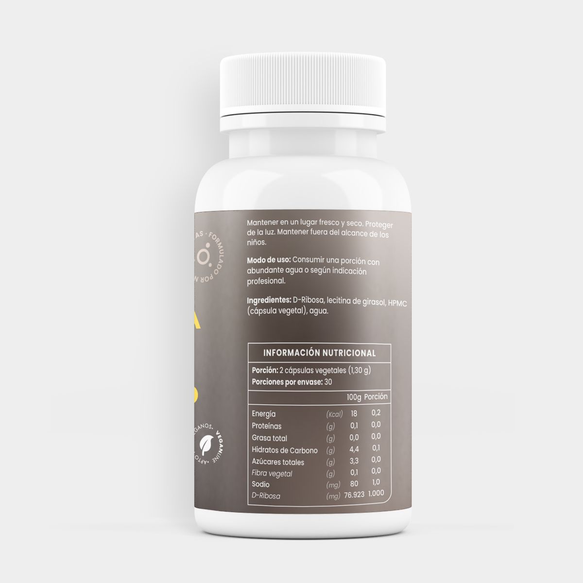 ORTOMOLECULAR - Pack x 2 D-Ribosa 1000mg 60 Capsulas Ortomolecular