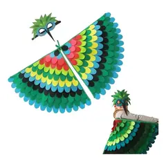 KUANGYE - Disfraz Infantil Cosplay Pajaro Ave Verde Niños Juegos Rol