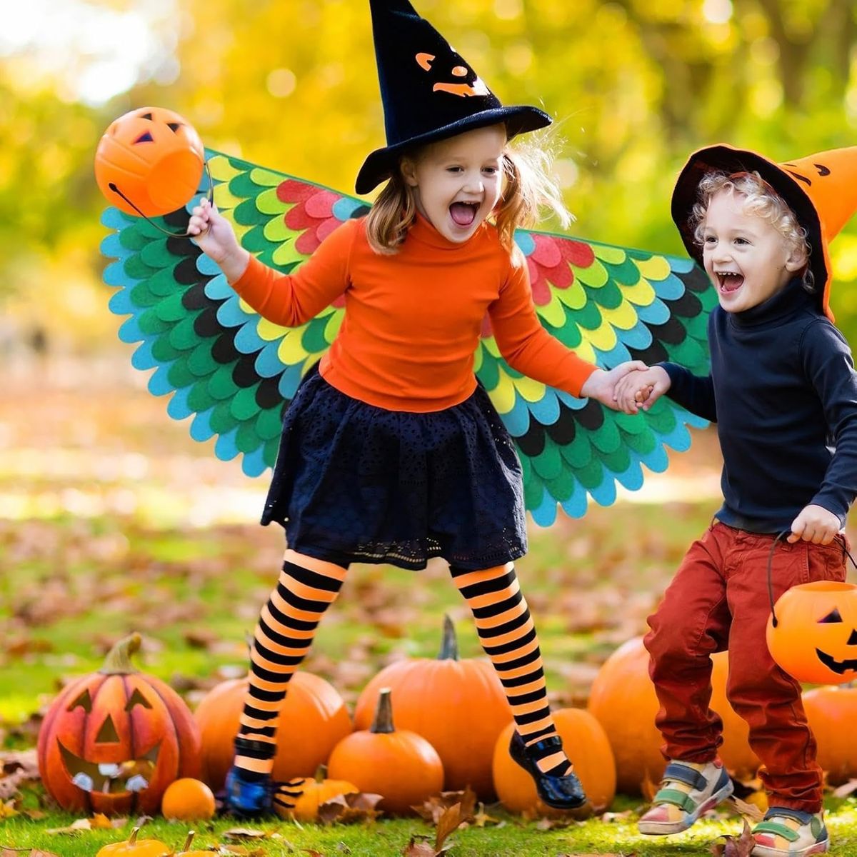 KUANGYE - Disfraz Infantil Cosplay Pajaro Ave Verde Niños Juegos Rol