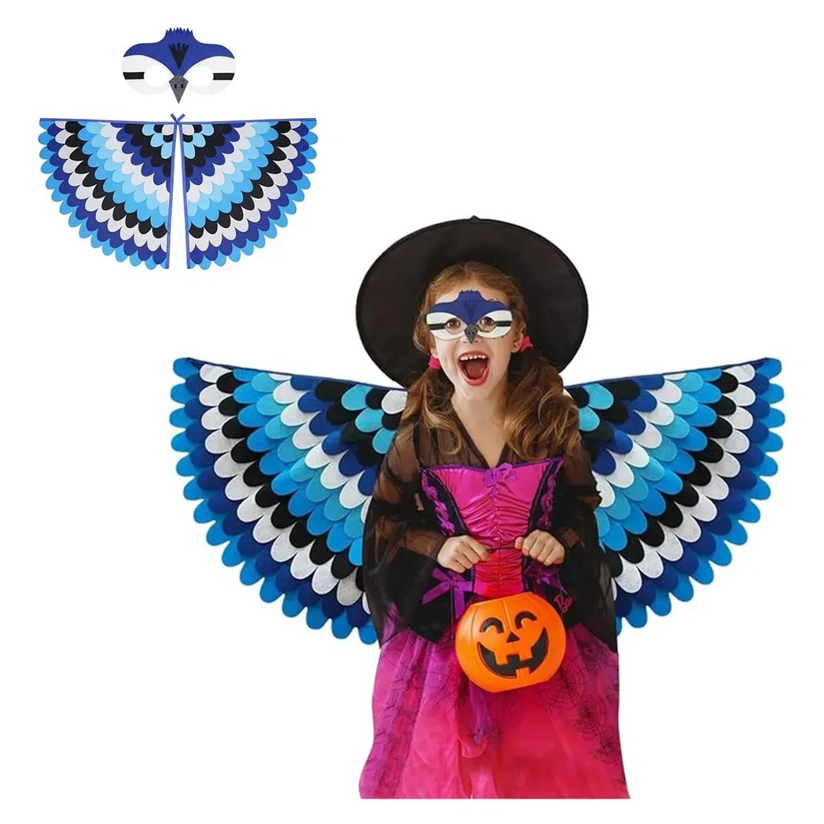 KUANGYE - Disfraz Infantil Cosplay Pajaro Ave Azul Niños Juegos Rol