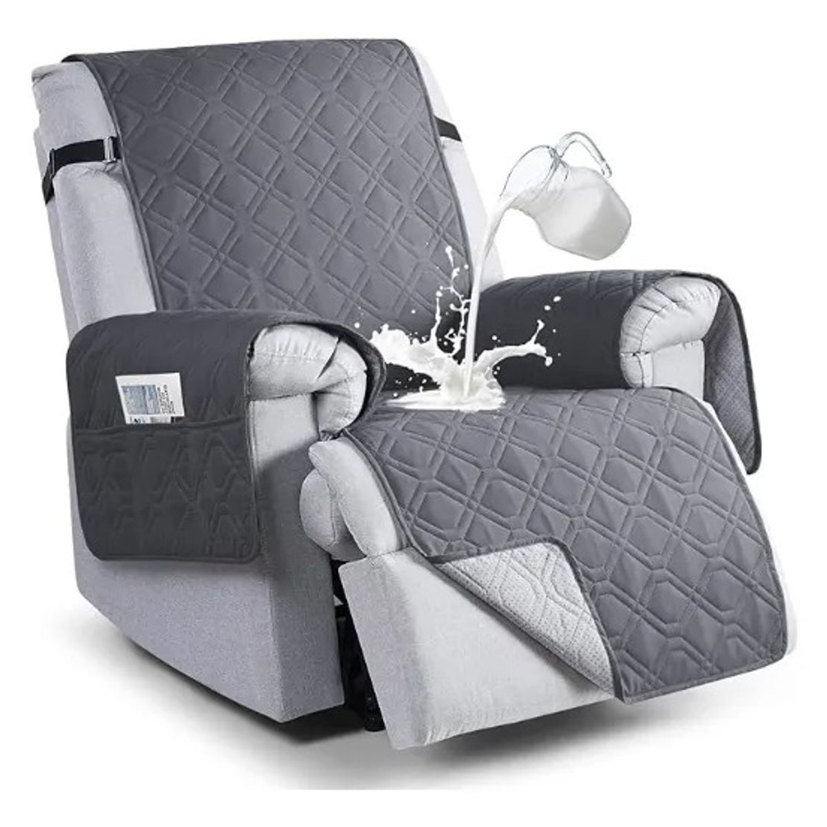 EVERSO - Funda Cobertor Cubre Sofá Protector Reversible 1CuerposGrisImpermeable