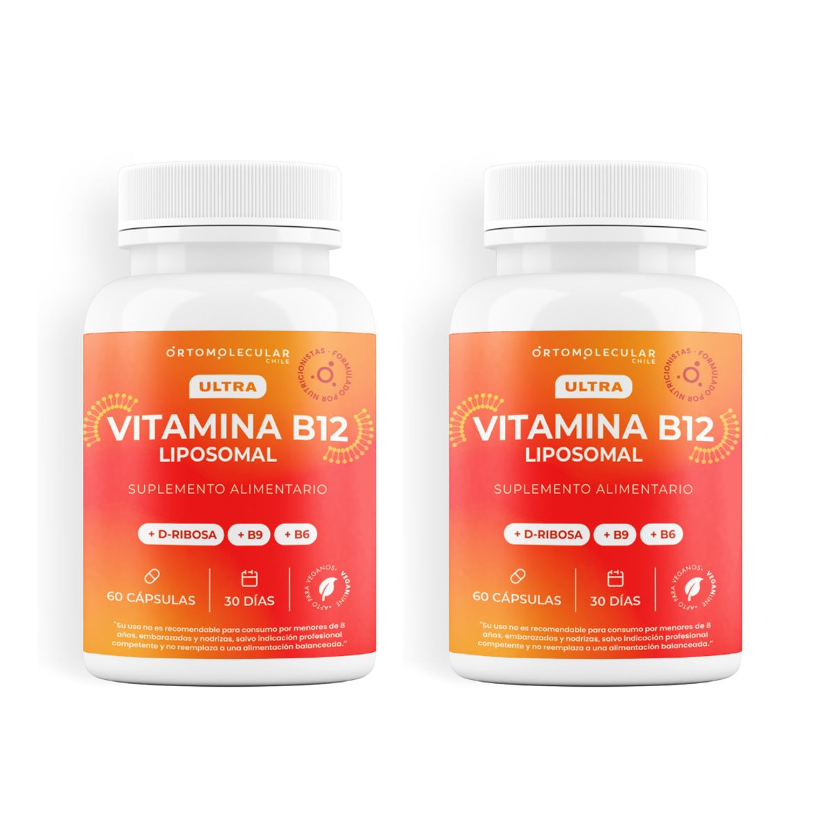 ORTOMOLECULAR - Pack x 2 Vitamina B12 Liposomal 12mcg 60 Capsulas Ortomolecular