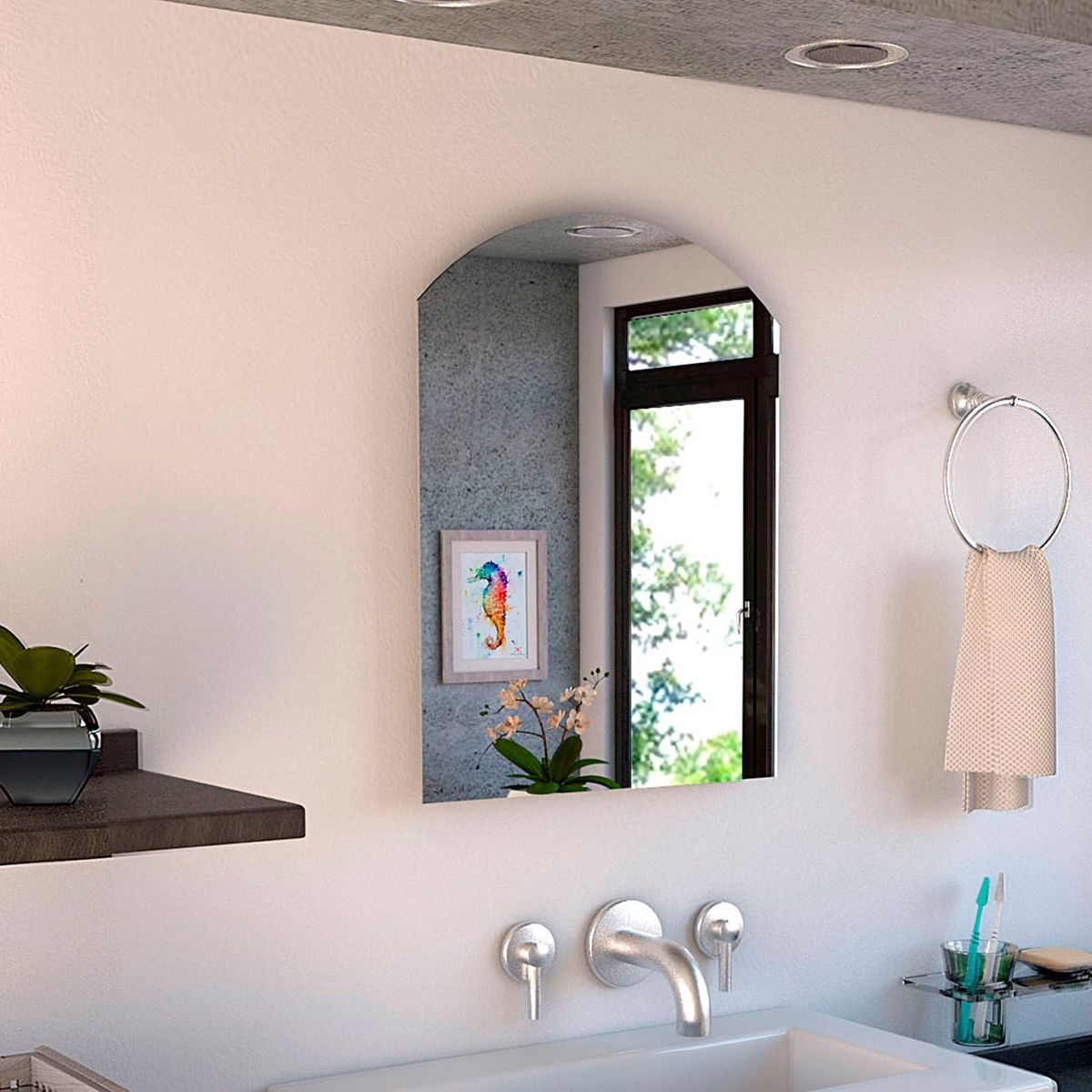 TUHOME - Espejo Affi Rectangular 60X45 Cm Superior Redondeado