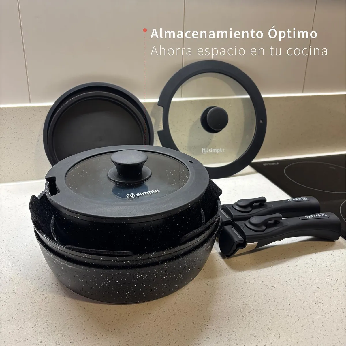 SIMPLIT - Batería Cocina Oxford + Set 12 Utensilios Negro Simplit
