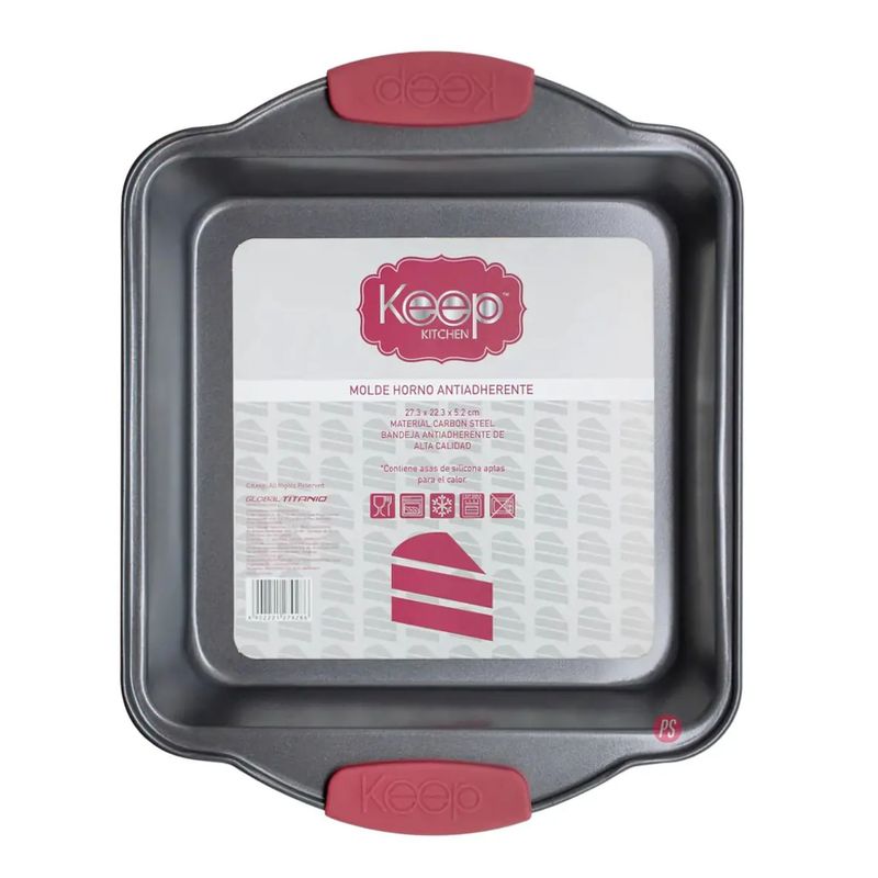 KEEP - Molde Cuadrado Antiadherente Con Asas De Silicona Keep - PS