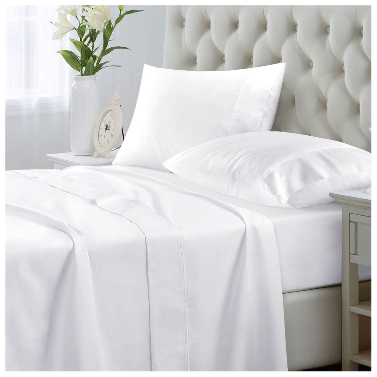 ARTHOME - JUEGO DE SABANAS ARTHOME 1.5 PLAZAS 144 HILOS COLOR BLANCO