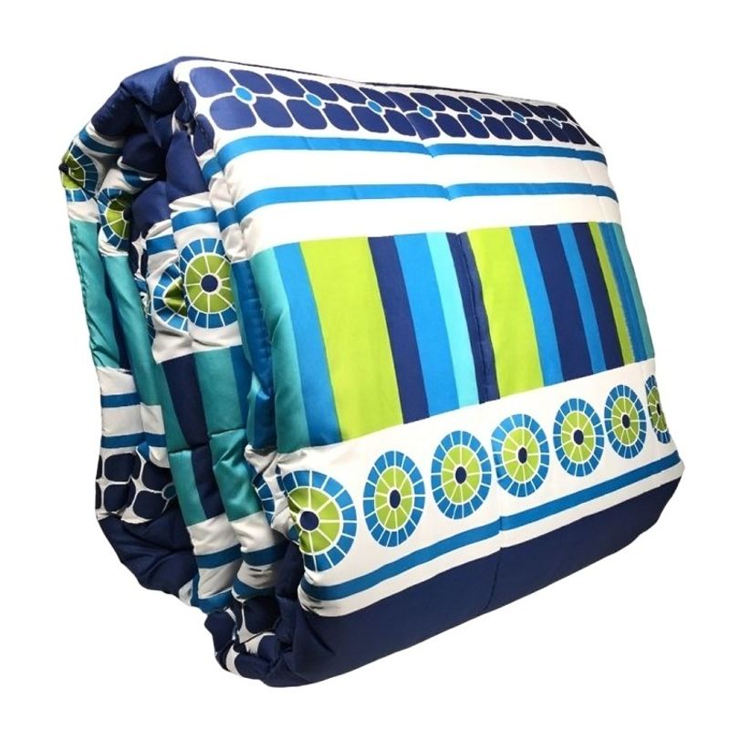 GENERICO - Plumón Estampado + Funda + Sábanas 15 plazas  Geométrico Azul Verde
