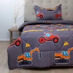 DORAL - Plumón Estampado Deluxe Sherpa Kids 15 Plazas Tractores  170x 240 cm