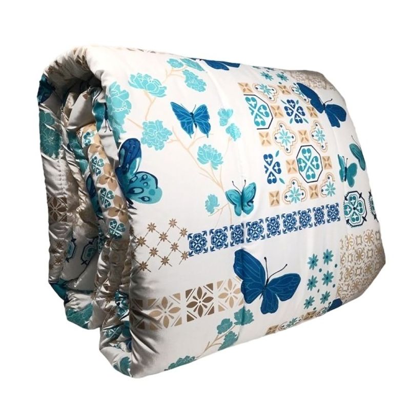 GENERICO - Plumón Estampado + Funda + Sábanas 15 plazas  Mariposas Azul Celeste