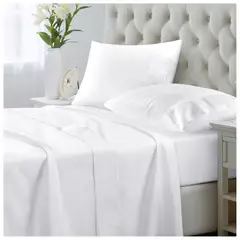 ARTHOME - JUEGO DE SABANAS 2 PLAZAS 144 HILOS COLOR BLANCO