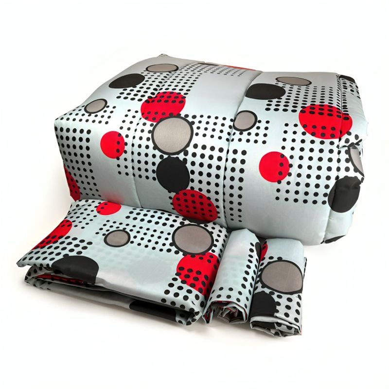 GENERICO - Plumón Estampado + Funda 15 plazas  Círculos Negro Rojo  Key Home