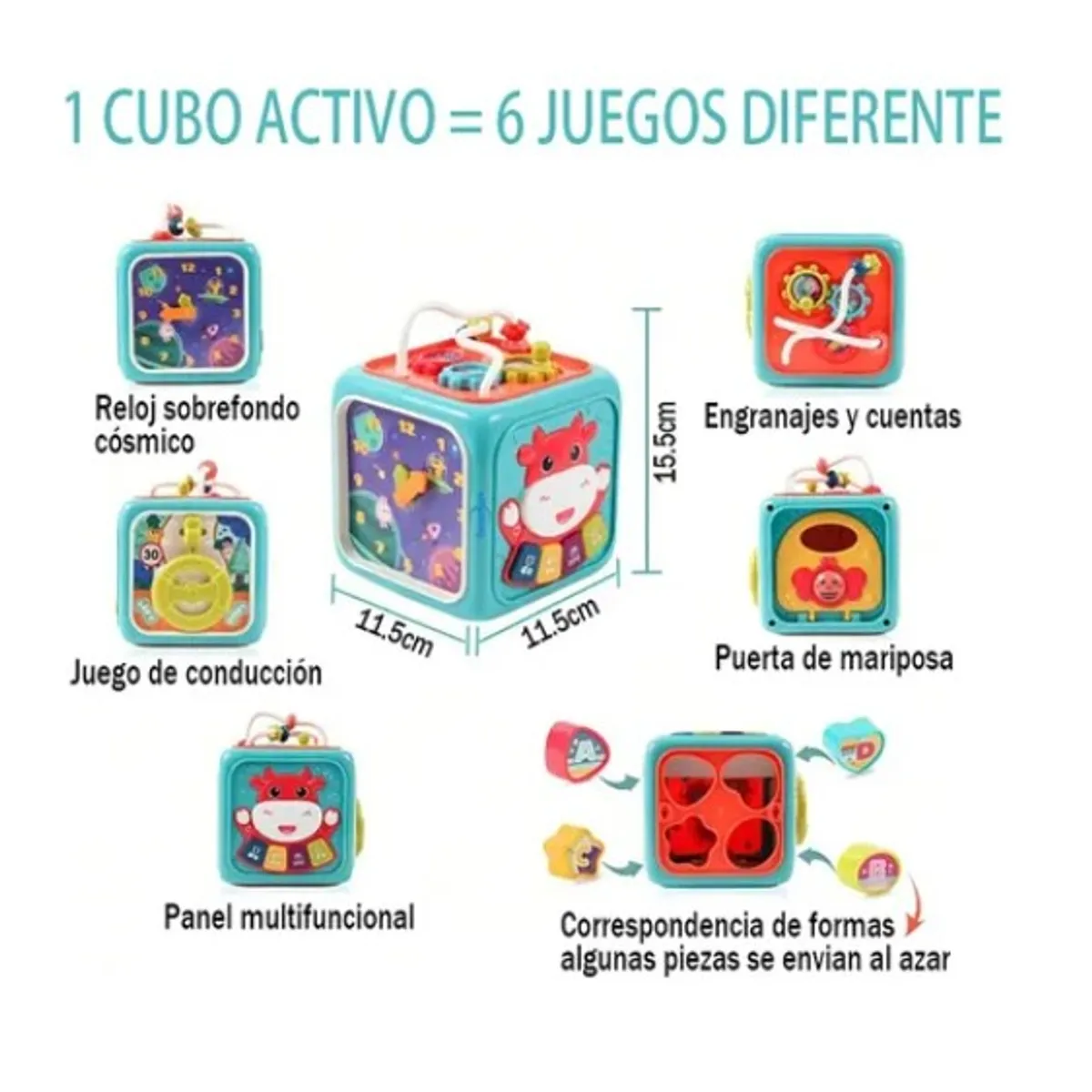 ESHOPANGIE - Cubo Multiactividades Para Bebés Con Luz Y Sonido Educativo