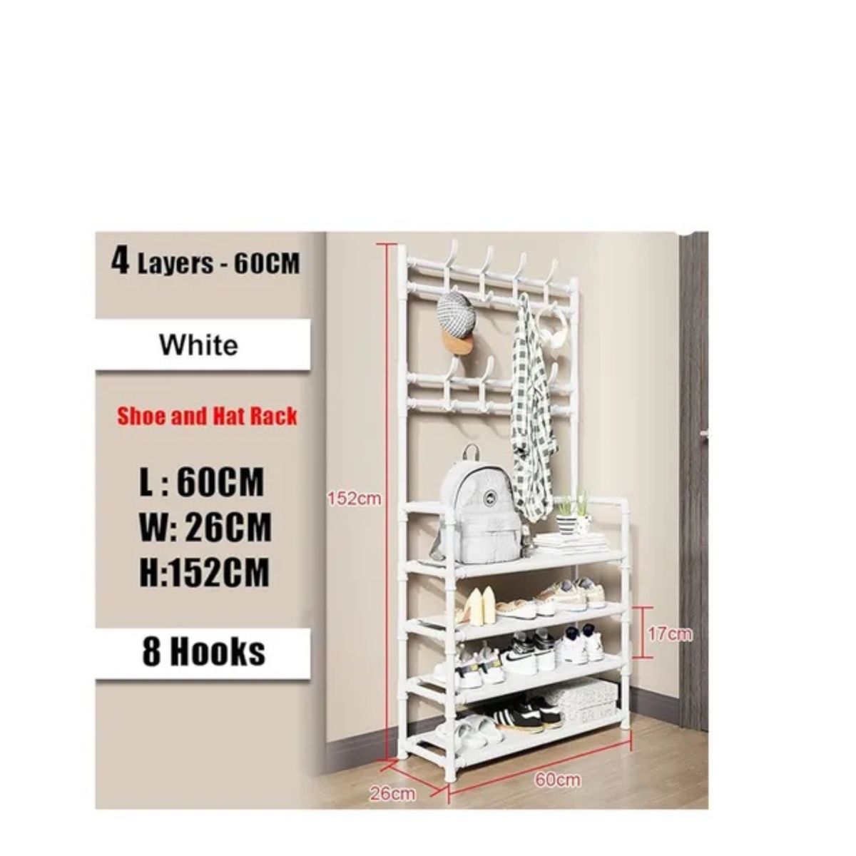 GENERICO - Zapatero Organizador Colgador Zapatos Armario Perchero Color Blanco 5 niveles