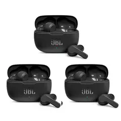 JBL - Set 3 Audífonos Bluetooth WAVE 200 TWS - Negro