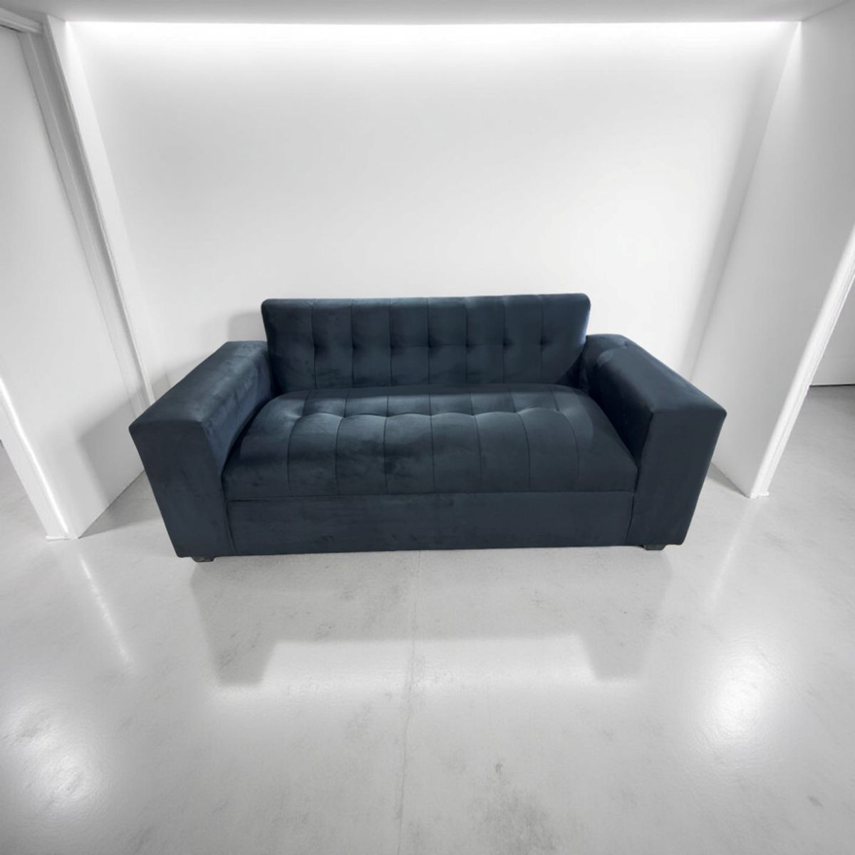 MUEBLES NEW - SOFA DOS CUERPOS NEGRO FELPA