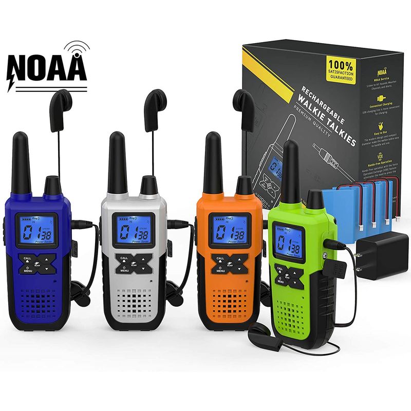TOPSUNG - Set x4 Walkie Talkies de Largo Alcance - Noaa