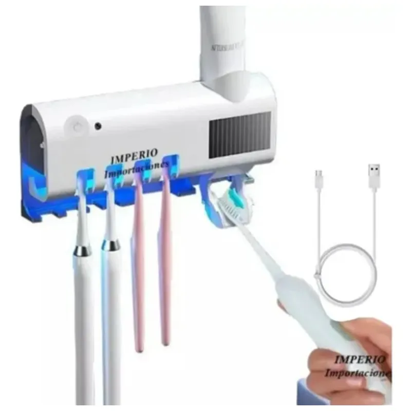 GENERICO - Dispensador Pasta Dental Porta Cepillos Con Esterilizador Recargable