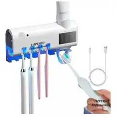 GENERICO - Dispensador Pasta Dental Porta Cepillos Con Esterilizador Recargable