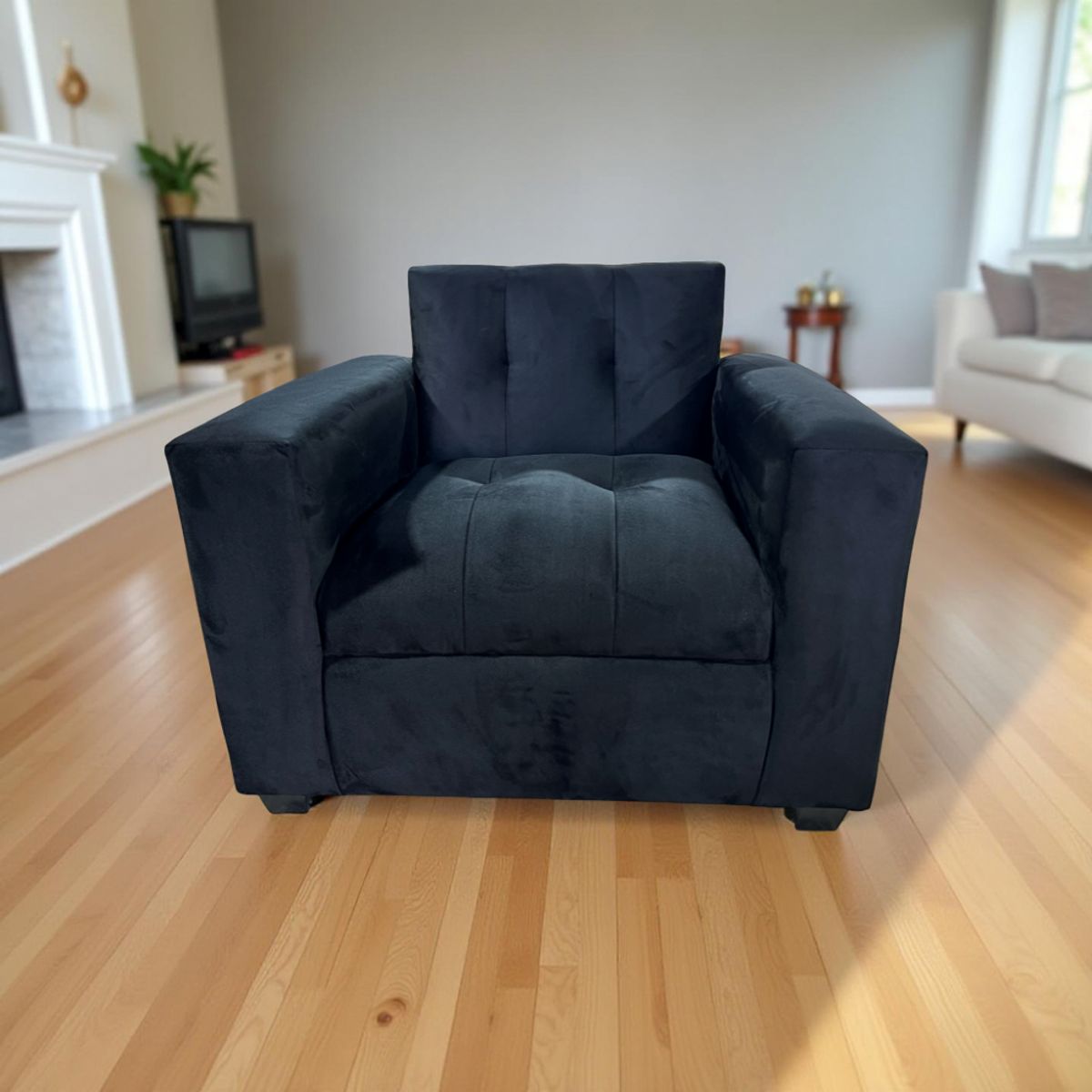 MUEBLES NEW - POLTRONA NEW NEGRO FELPA