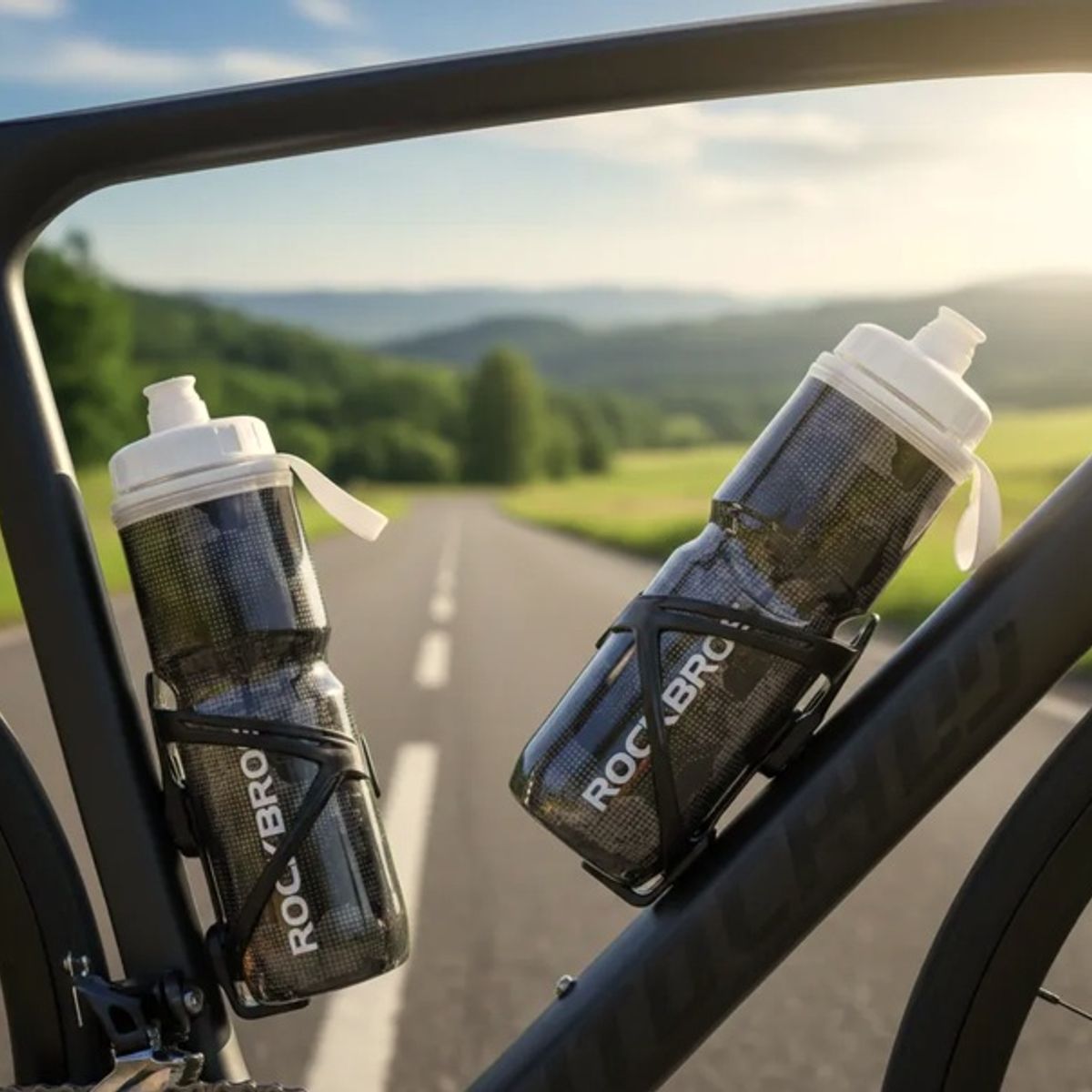 ROCKBROS - Botella Agua Deportiva Térmica Negra
