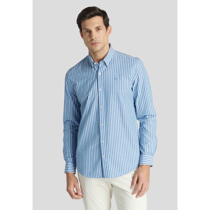 NEW MAN - Camisa Monaco Heritage Azul New Man