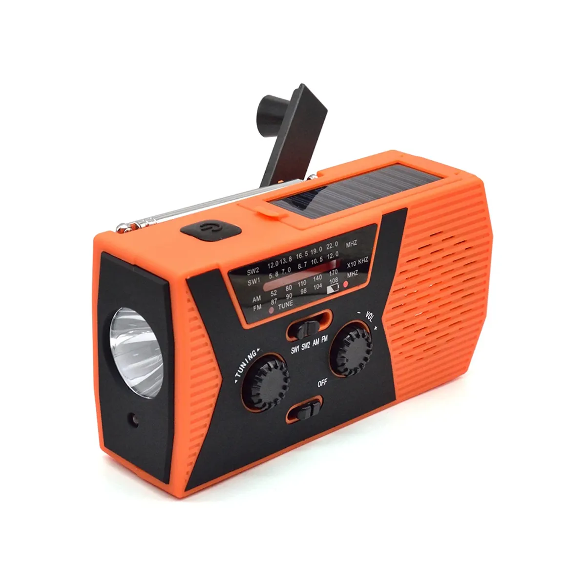 IMPOPLANET - RADIO DE EMERGENCIA SOLAR PORTATIL RECARGABLE 2000 mAH NARANJA