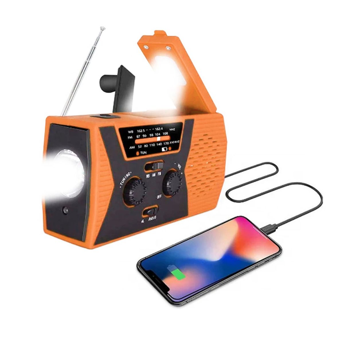 IMPOPLANET - RADIO DE EMERGENCIA SOLAR PORTATIL RECARGABLE 2000 mAH NARANJA