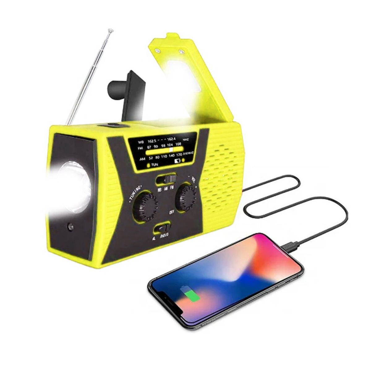 IMPOPLANET - RADIO DE EMERGENCIA SOLAR PORTATIL RECARGABLE 2000 mAH AMARILLO