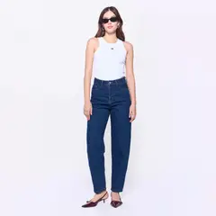 AMEN LEATHER - Jeans Ema Barrel Azul